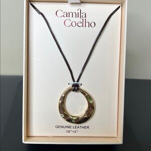 Camila Coelho | Chocolate Brown Leather Hammered Statement Necklace